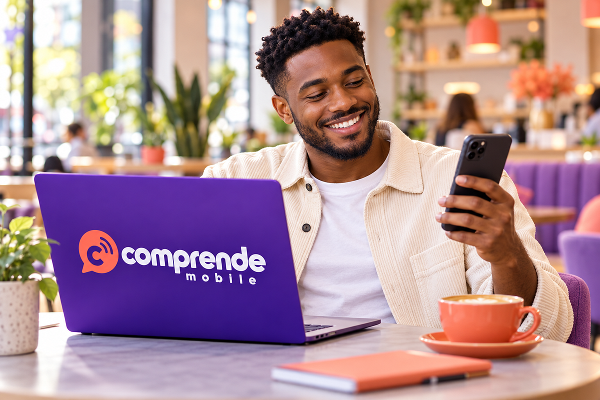 A creator at a café reviewing a phone, representing the affiliate path.
